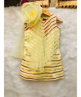 Short Sequin work kurta with attached flower dupatta and Dhoti 6