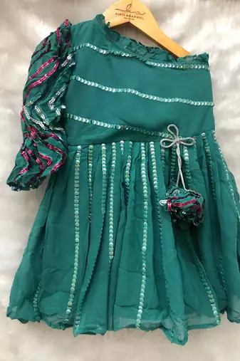 Sequin work one off Shoulder frock with balloon sleeves