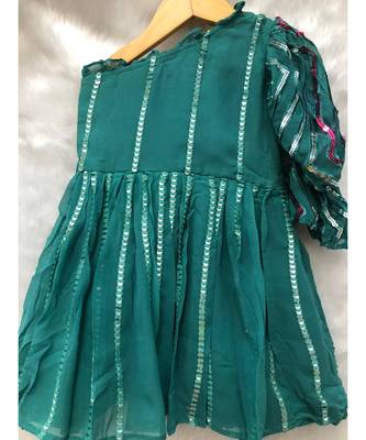 Sequin work one off Shoulder frock with balloon sleeves 4