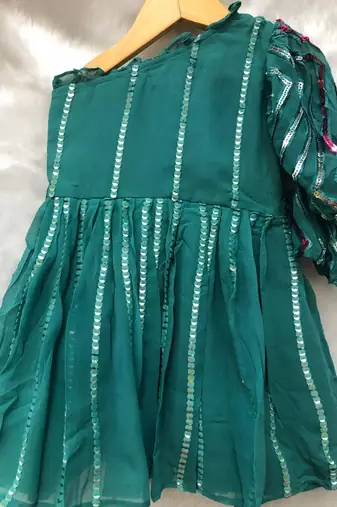 Sequin work one off Shoulder frock with balloon sleeves
