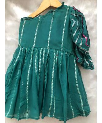Sequin work one off Shoulder frock with balloon sleeves 5
