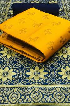  Yellow Banarasi silk Unstitched dress material