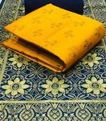  Yellow Banarasi silk Unstitched dress material