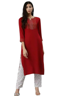 RF 1141 Red& White Kurti Pant 2