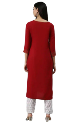 RF 1141 Red& White Kurti Pant 3