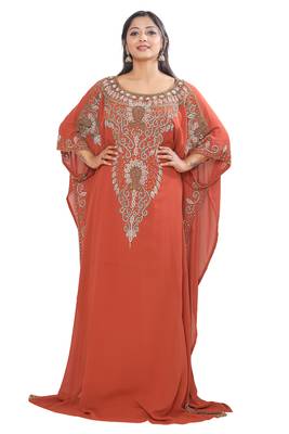 Muslim Kaftan Farasha Women Dress Abaya Maxi Islamic Long Sleeve Arab Style 1