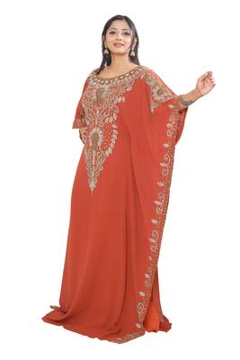 Muslim Kaftan Farasha Women Dress Abaya Maxi Islamic Long Sleeve Arab Style 2
