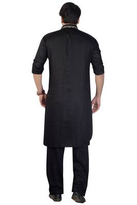 Black plain satin pathani-suits 2