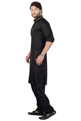Black plain satin pathani-suits 3
