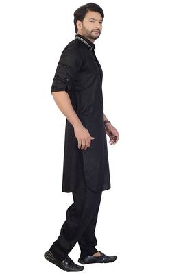 Black plain satin pathani-suits 4