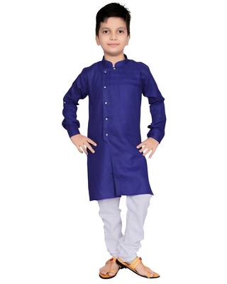 Blue plain polycotton boys-kurta-pyjama 1