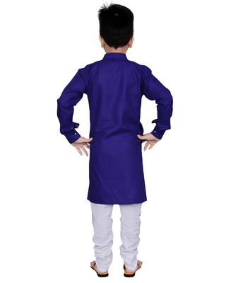 Blue plain polycotton boys-kurta-pyjama 2