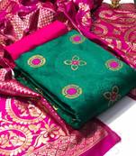  Rama Banarasi silk Unstitched dress material