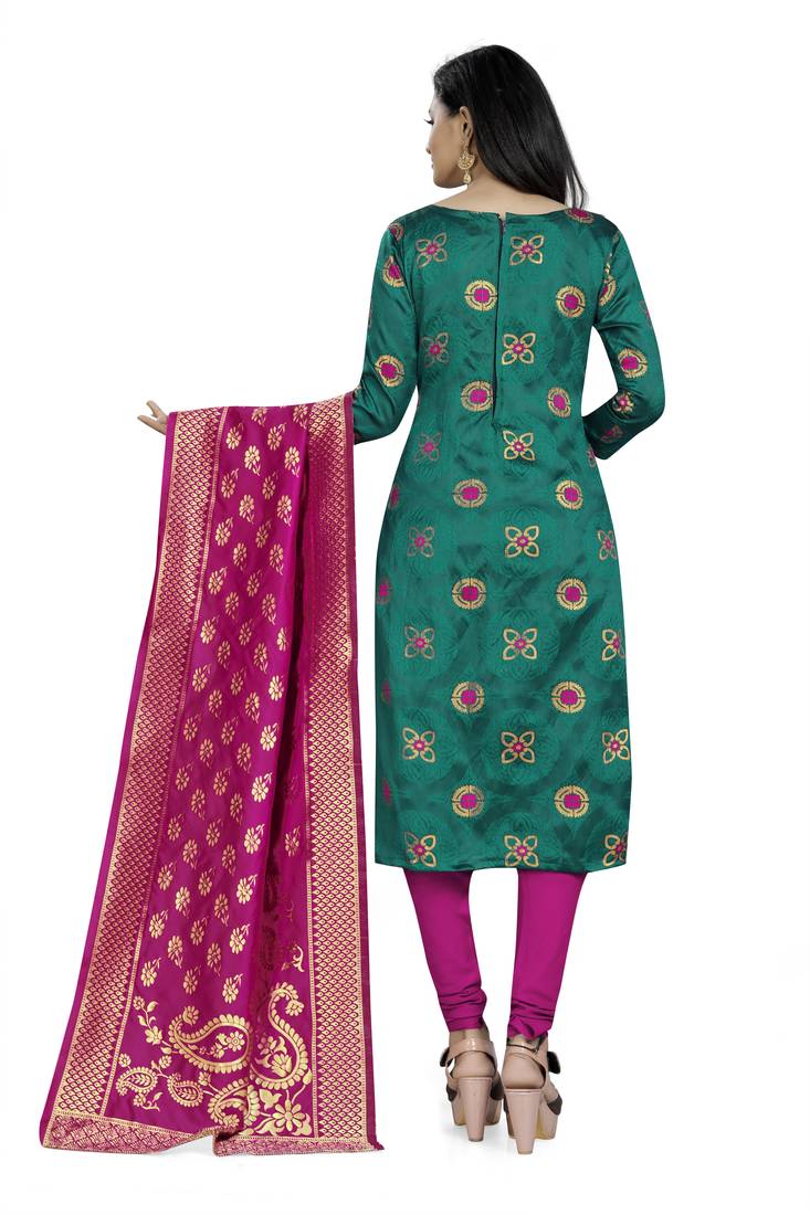  Rama Banarasi silk Unstitched dress material