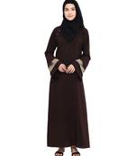 Brown plain crepe abaya