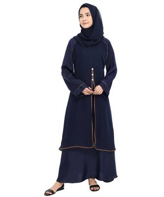 Blue plain crepe abaya 1