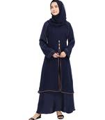Blue plain crepe abaya