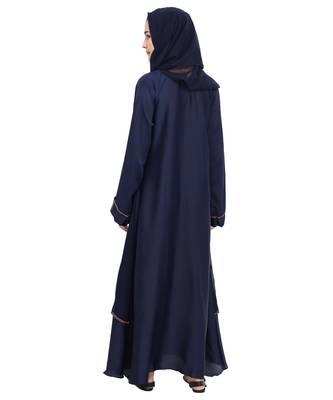 Blue plain crepe abaya 2