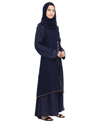 Blue plain crepe abaya 3