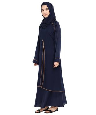 Blue plain crepe abaya 4