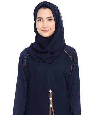 Blue plain crepe abaya 5