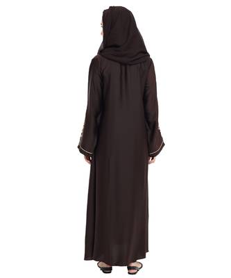 Brown embroidered nida abaya 2