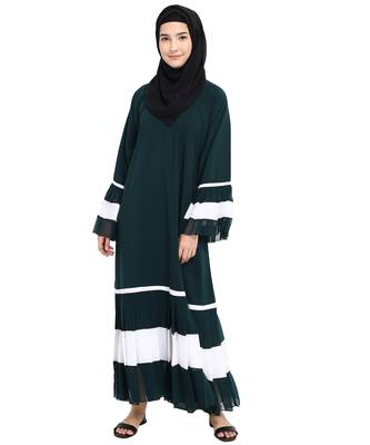 Green plain crepe abaya 1