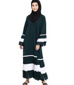 Green plain crepe abaya