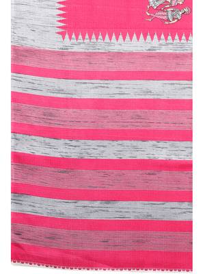 Pink printed khadi saree with blouse 5