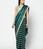 Green embroidered georgette saree with blouse