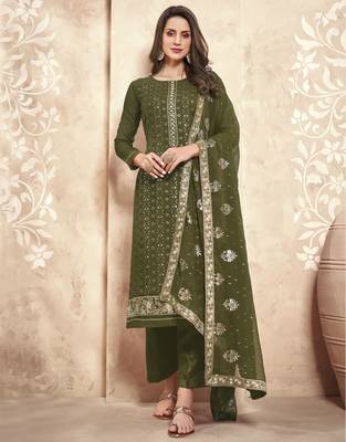 Mehendi embroidered georgette salwar 1