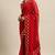 Janasya Red printed faux georgette saree with blouse