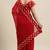 Janasya Red printed faux georgette saree with blouse