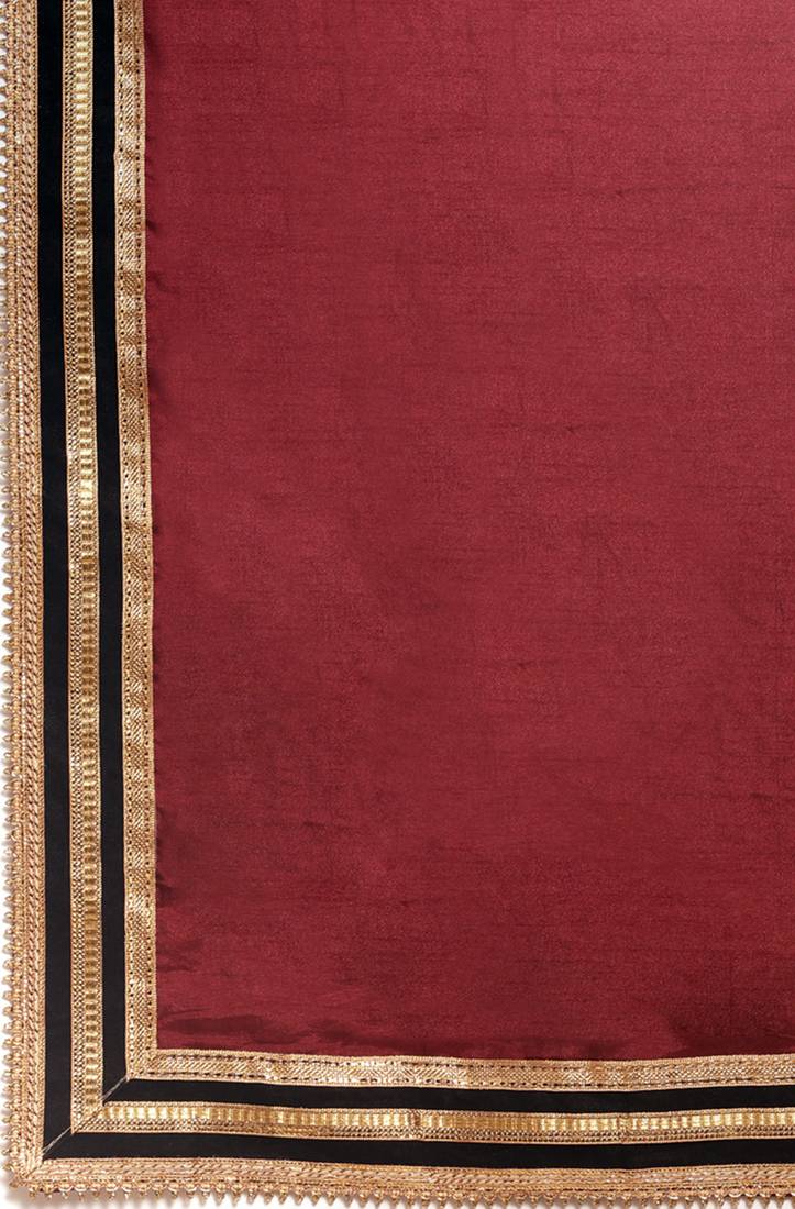 Janasya Maroon plain art silk saree with blouse