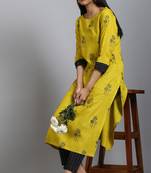 Janasya Mustard printed rayon salwar
