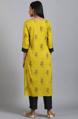 Janasya Mustard printed rayon salwar 2
