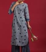Grey geometric print cotton salwar