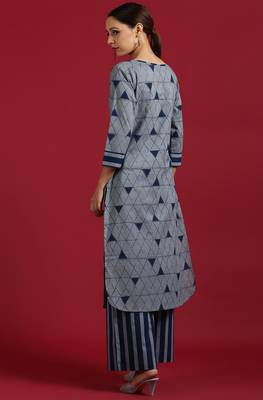 Grey geometric print cotton salwar 2