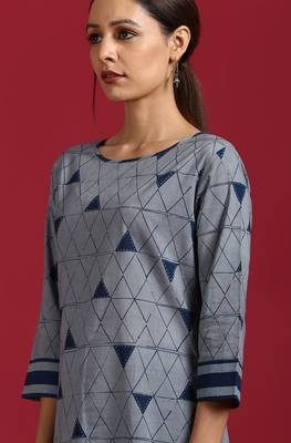 Grey geometric print cotton salwar 3