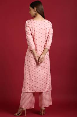 Janasya Pink floral print rayon salwar 2