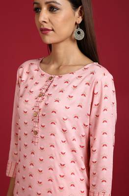 Janasya Pink floral print rayon salwar 3