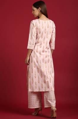 Janasya Pink golden print cotton salwar 2