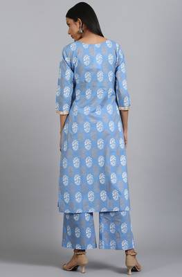 Blue floral print cotton salwar 2
