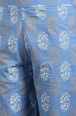 Blue floral print cotton salwar 3