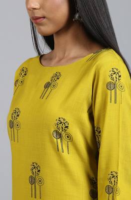 Janasya Mustard printed rayon salwar 5