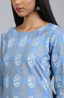 Blue floral print cotton salwar 5