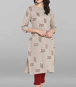 Janasya Grey printed cotton kurta