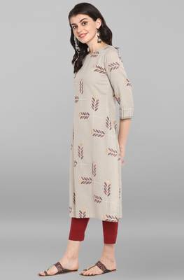 Janasya Grey printed cotton kurta 2