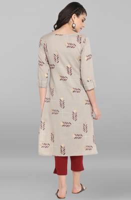 Janasya Grey printed cotton kurta 3