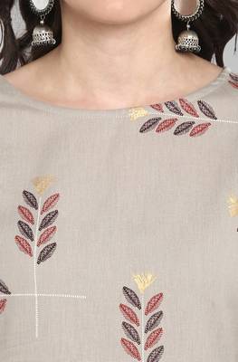 Janasya Grey printed cotton kurta 4